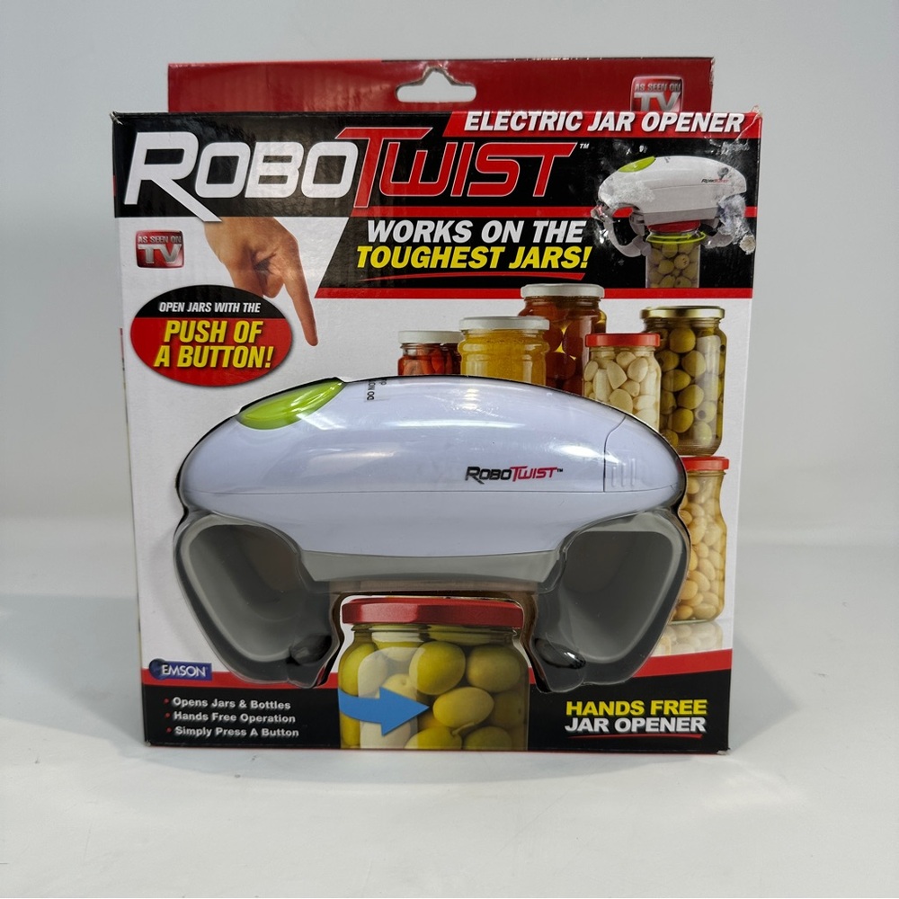 RoboTwist Electric Jar Opener Hands Free Automatic Grip White As Seen On TV